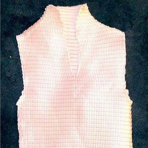 Pink Champagne Crinkled Silk Fitted Blouse